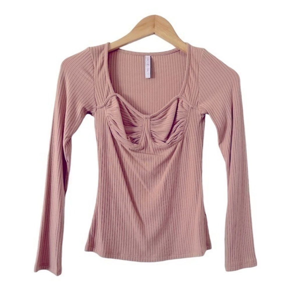 Rachel Pally RIB LONG SLEEVE ANJU TOP Nude XS